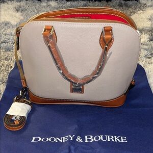 Dooney & Bourke Cream and Brown Satchel
